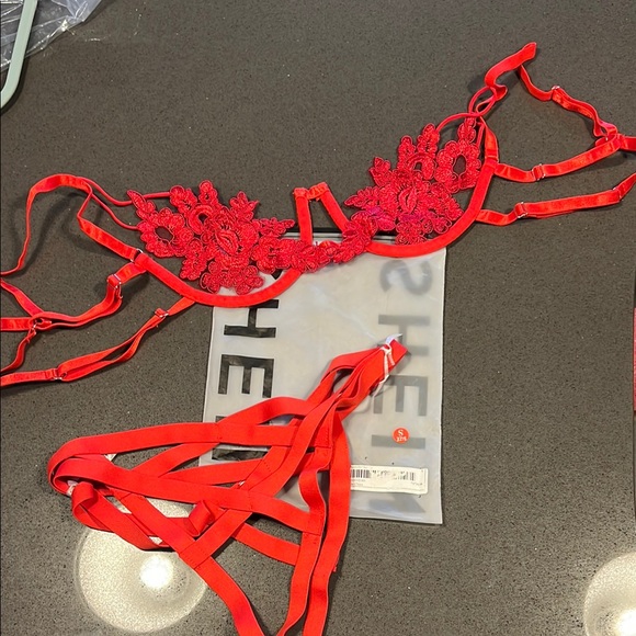 SHEIN Other - NEW! W/tags. Never worn. Shein Red Floral Lace Lingerie Set. SMALL.
